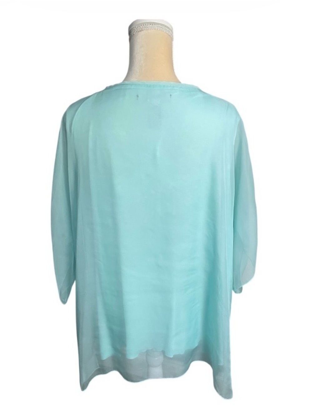 Ali Miles Seafoam Green Embroidered Layered Tunic Top 2X - Picture 3 of 7